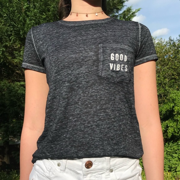 American Eagle Outfitters Tops - American Eagle “Good Vibes” pocket tee